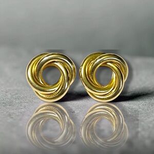 Classy Vintage Polished Gold Tone Knot Pierced Post Earrings
